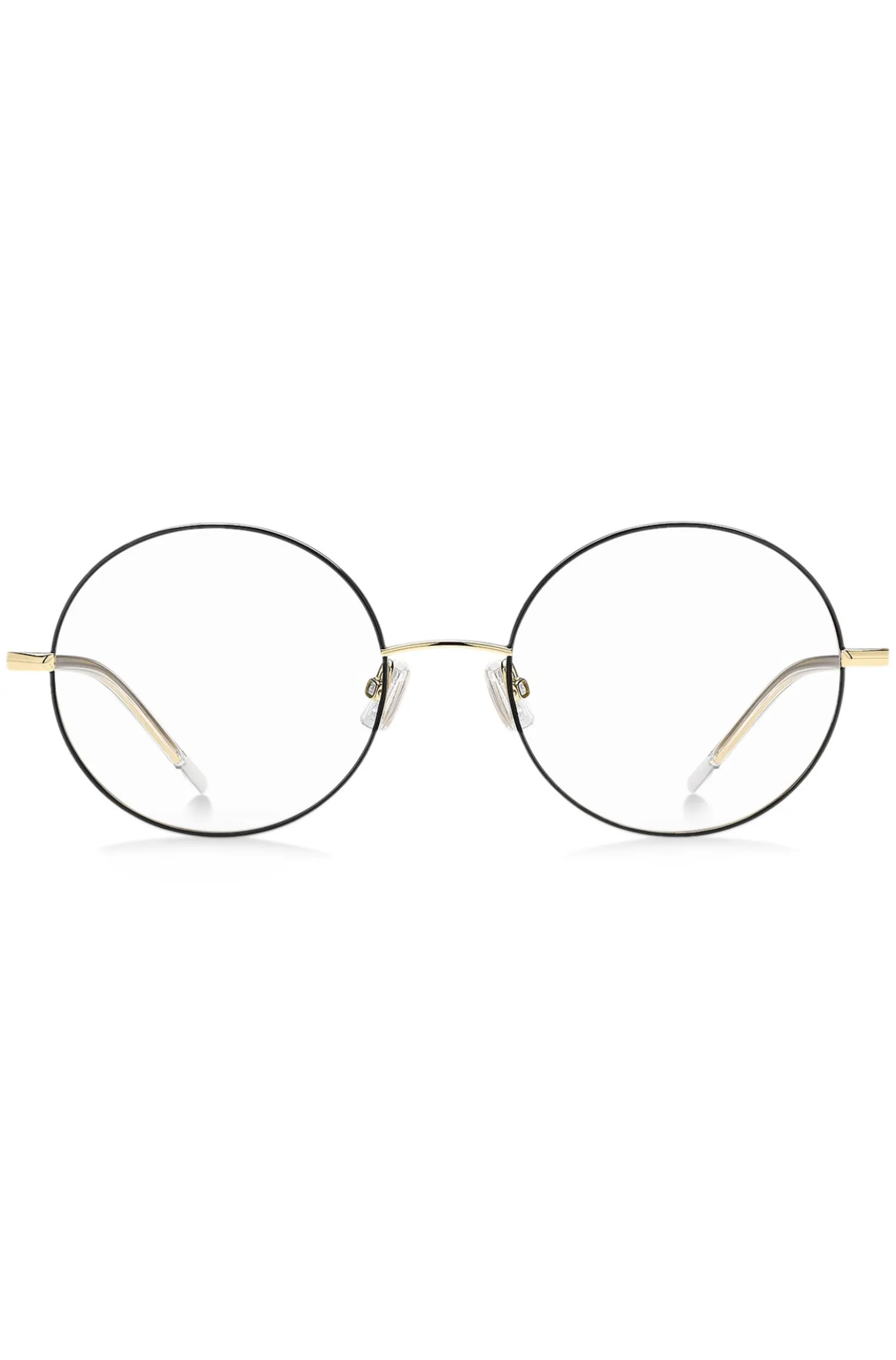 Round optical frames in lightweight titanium with signature hardware