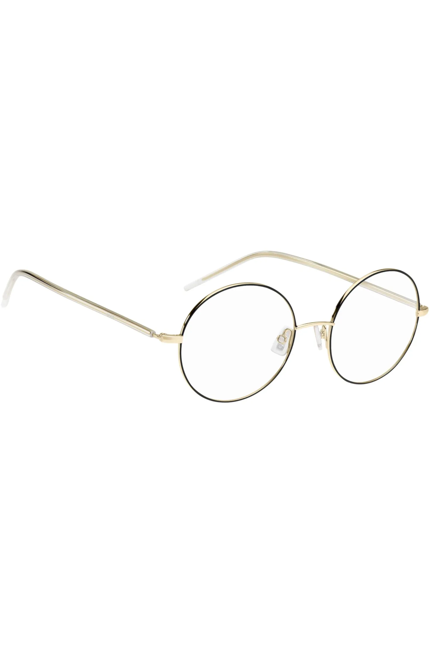 Round optical frames in lightweight titanium with signature hardware
