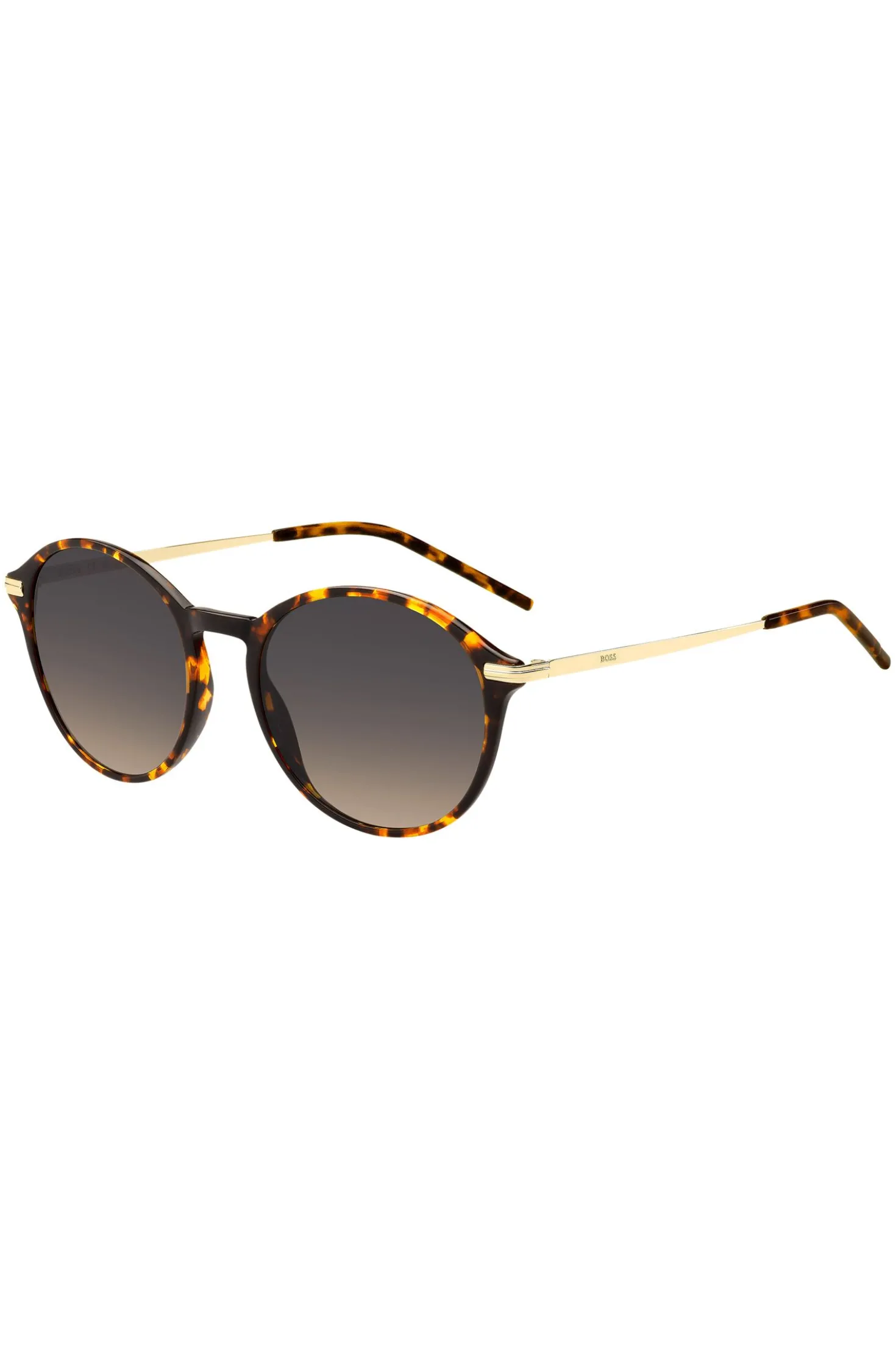 Round sunglasses in Havana acetate with gold-tone temples