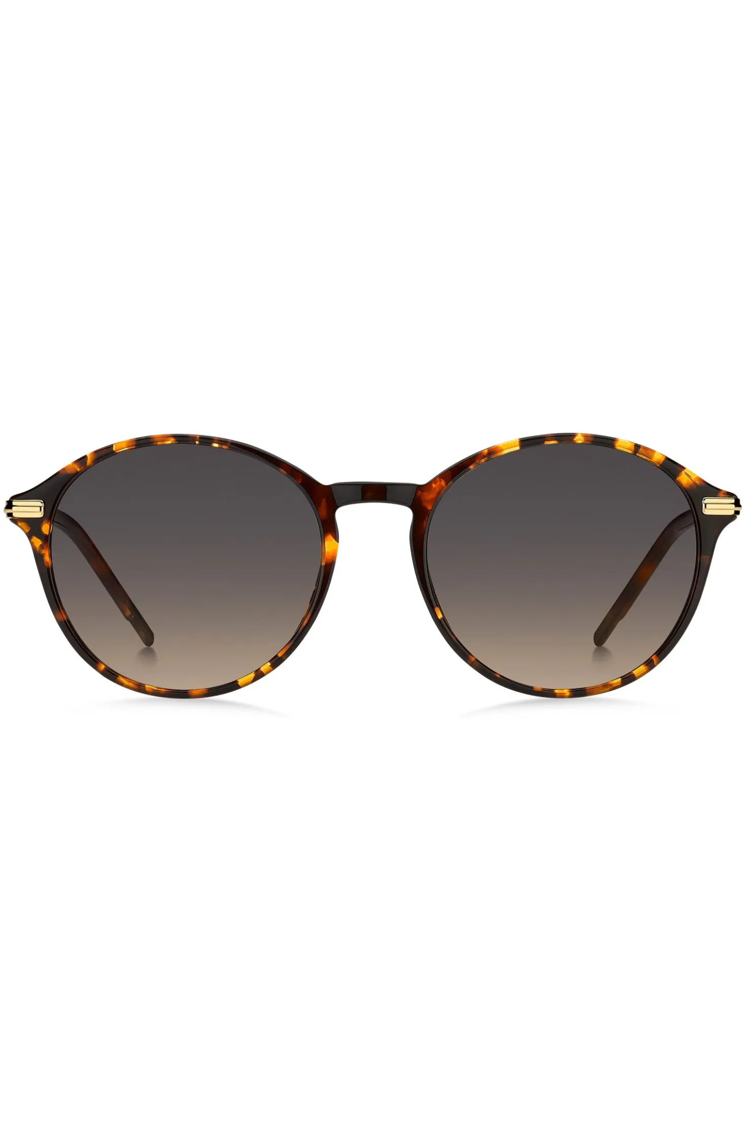 Round sunglasses in Havana acetate with gold-tone temples