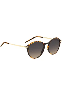 Round sunglasses in Havana acetate with gold-tone temples