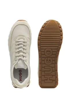 Running-inspired trainers with monogram-jacquard uppers