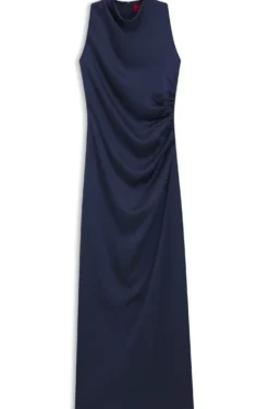 Satin maxi dress with gathered details