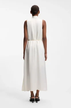 Satin maxi dress with removable chain belt