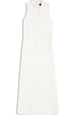Satin maxi dress with removable chain belt