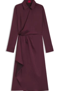 Satin midi dress with drape detail