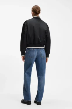 Satin varsity bomber jacket with padded comfort