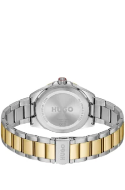 Seam two-tone watch with black textured dial