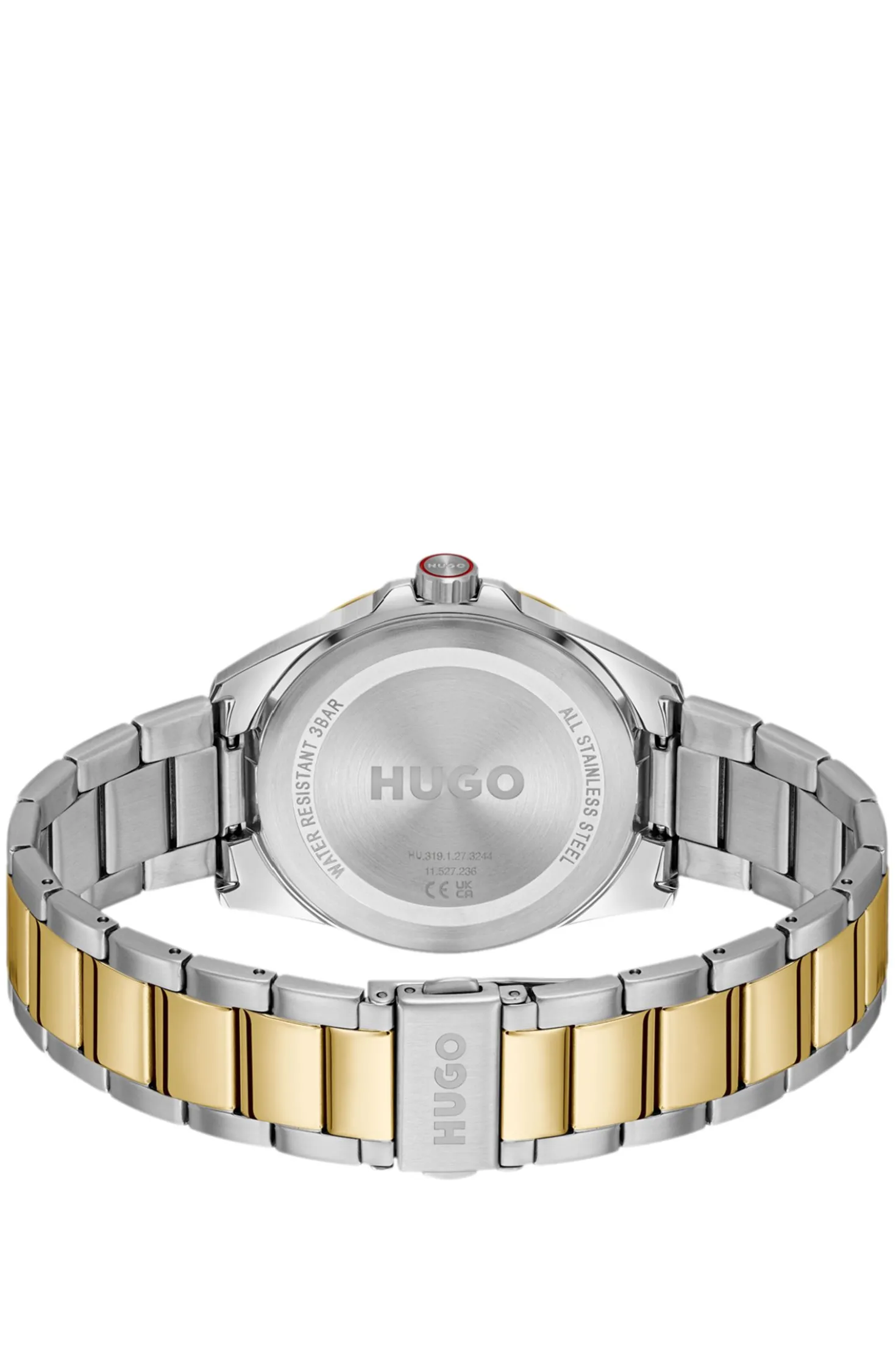 Seam two-tone watch with black textured dial