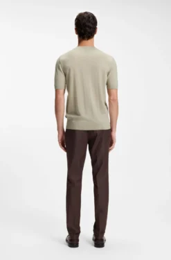 Short-sleeved knit T-shirt in merino wool