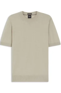 Short-sleeved knit T-shirt in merino wool