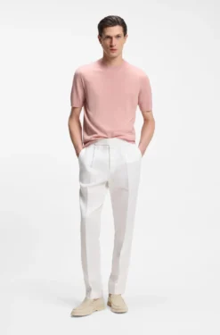 Short-sleeved knit T-shirt in merino wool