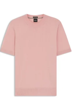 Short-sleeved knit T-shirt in merino wool