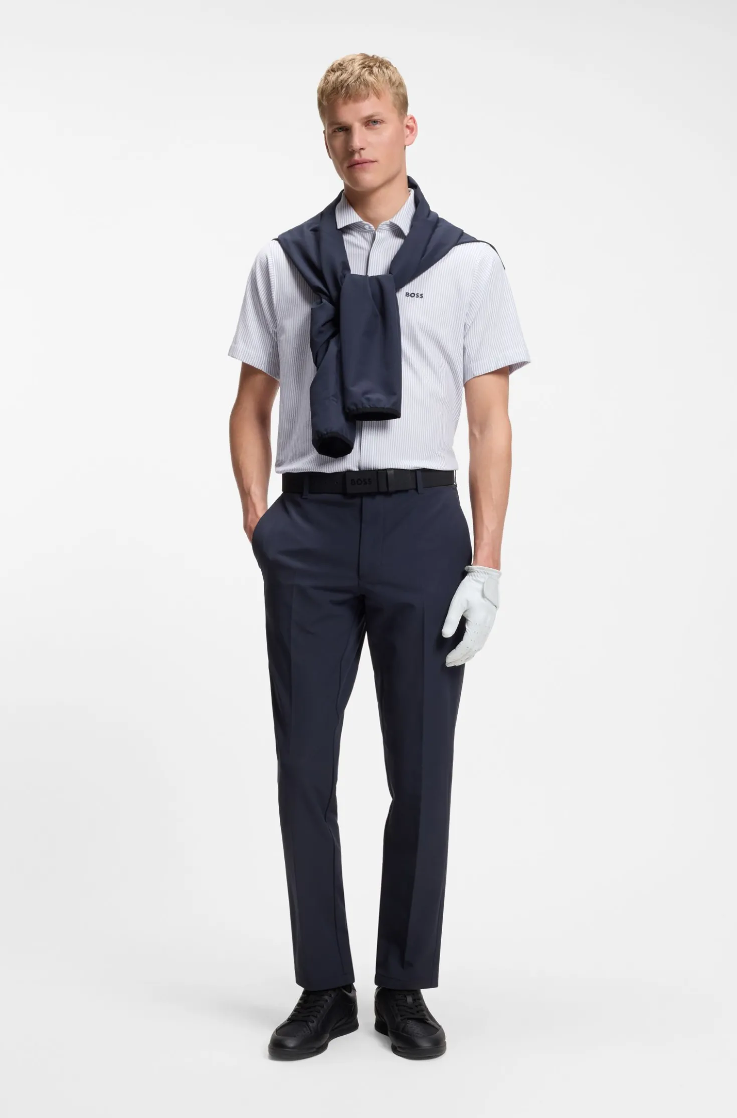 Short-sleeved regular-fit shirt in cotton piqué
