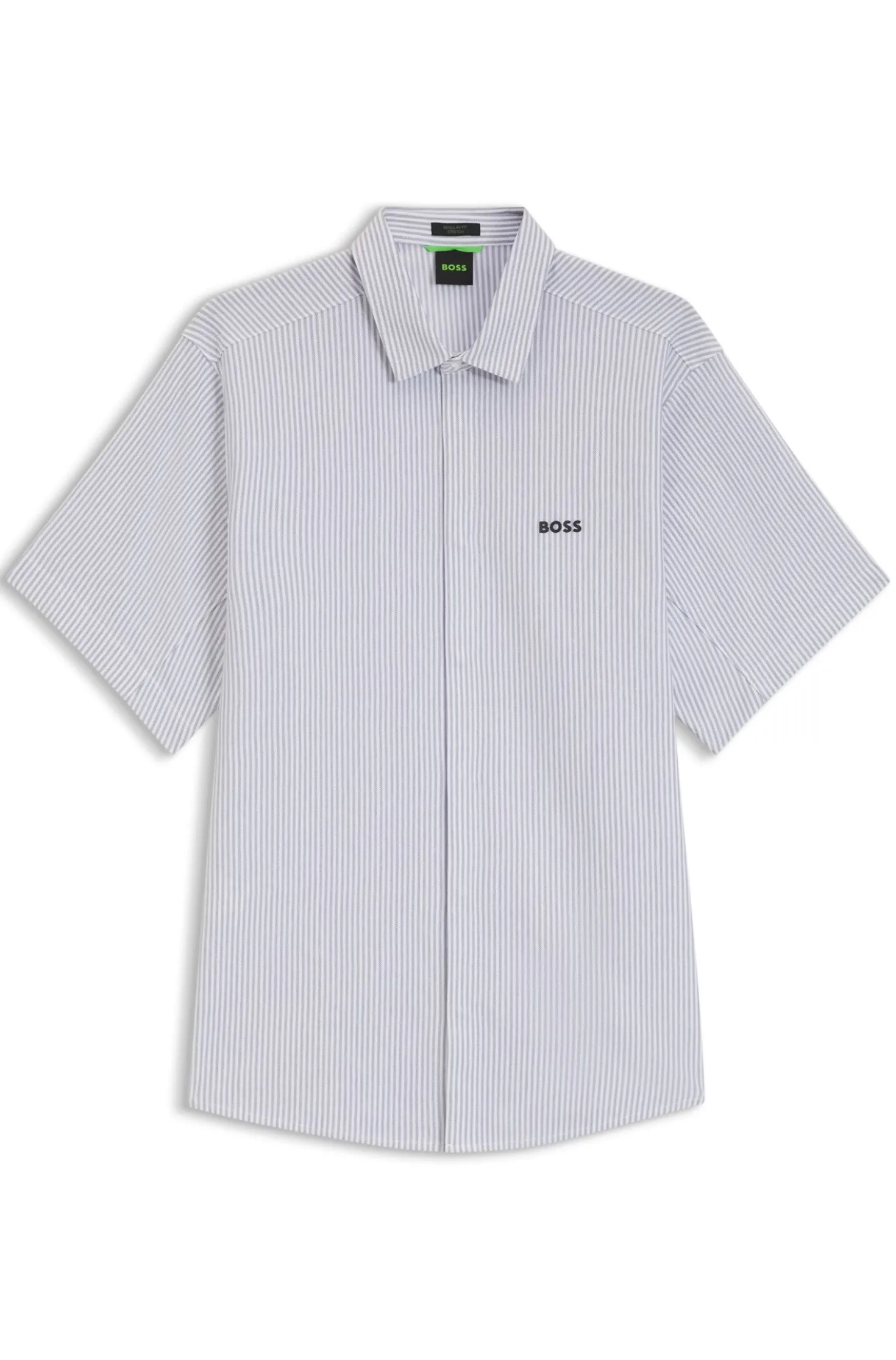 Short-sleeved regular-fit shirt in cotton piqué