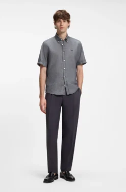 Short-sleeved shirt in a cotton and linen blend