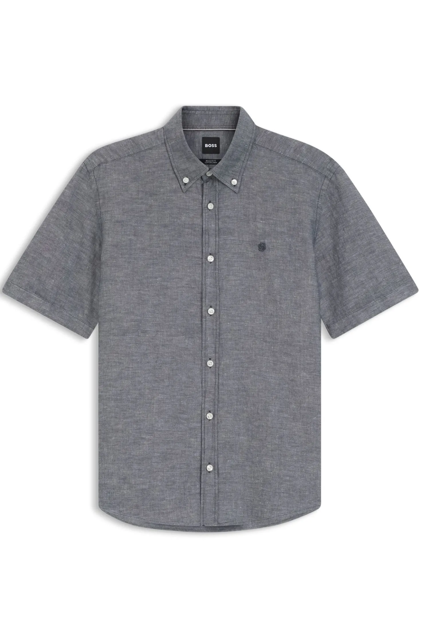 Short-sleeved shirt in a cotton and linen blend