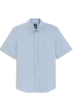 Short-sleeved shirt in a cotton and linen blend