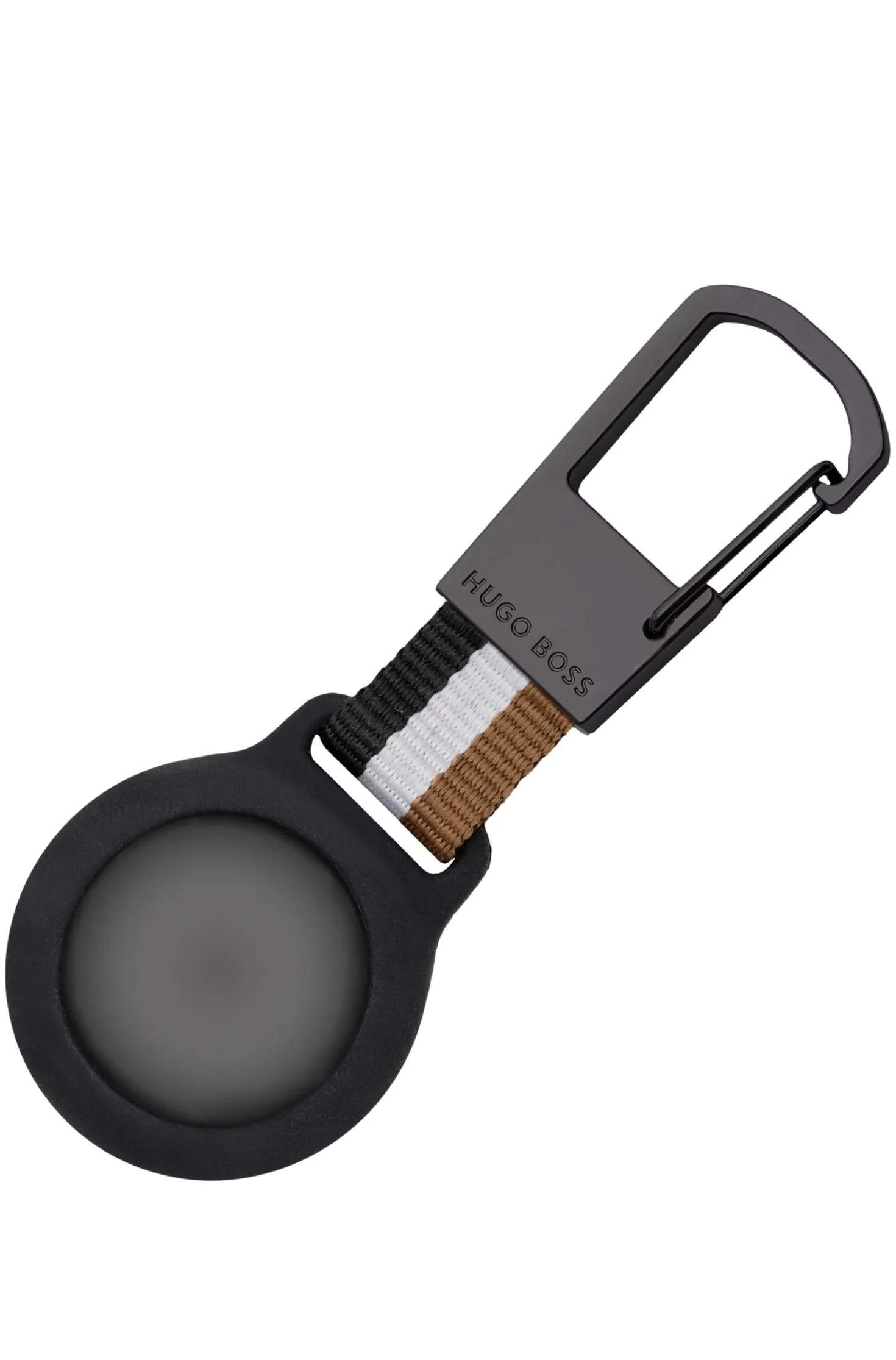 Signature-stripe key ring with AirTag holder