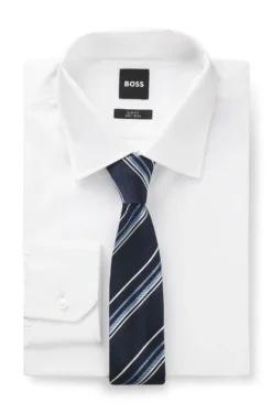 Silk-blend tie with diagonal-stripe jacquard