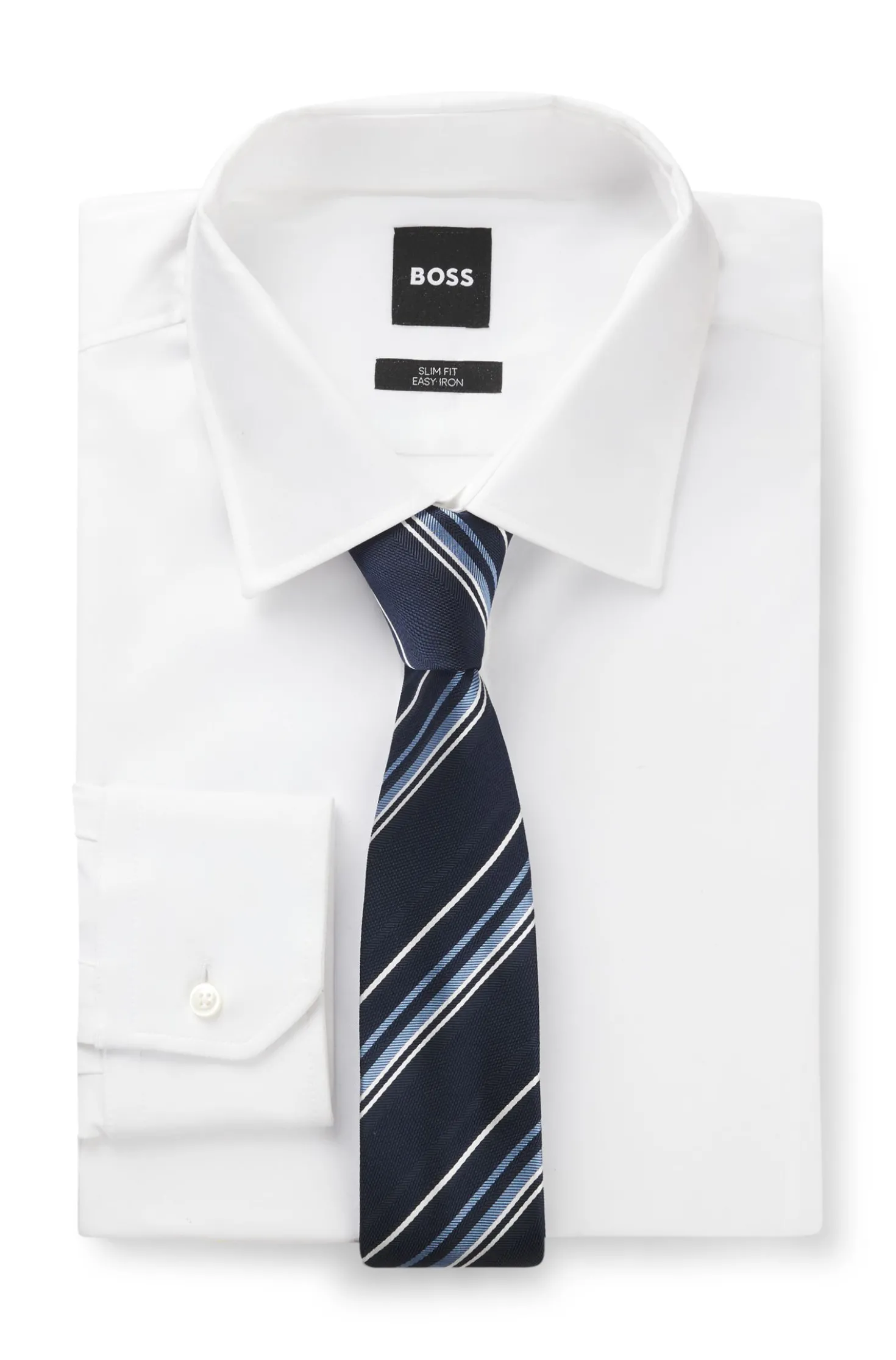 Silk-blend tie with diagonal-stripe jacquard