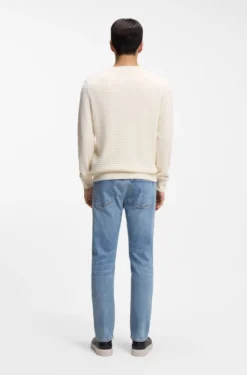 Silk-cotton sweater with micro-check structure