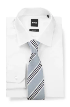 Silk-cotton tie with diagonal stripe