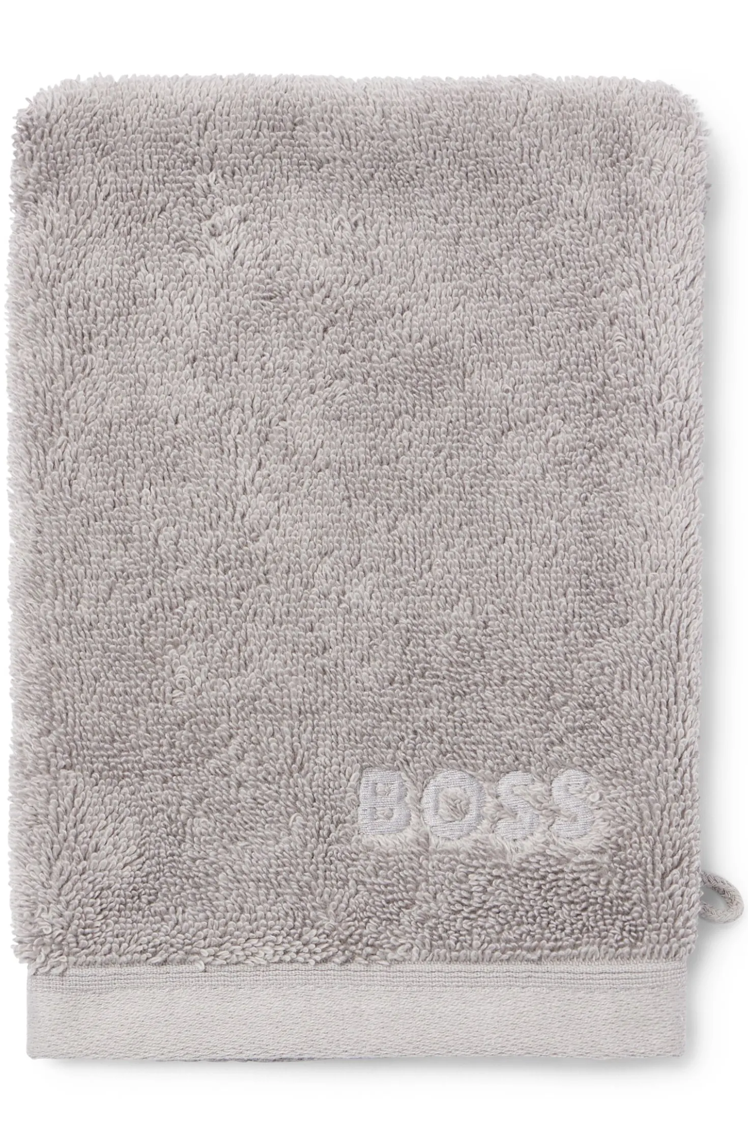 Silver Aegean-cotton washing mitt with tonal logo