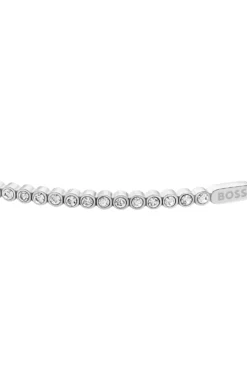 Silver-tone chain bracelet with crystal embellishment