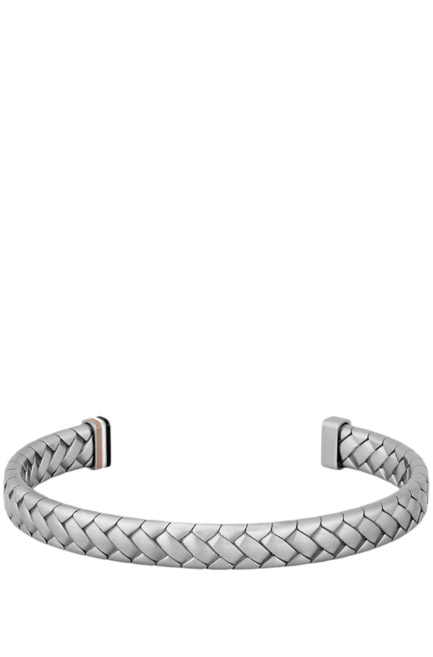 Silver-tone cuff with herringbone pattern