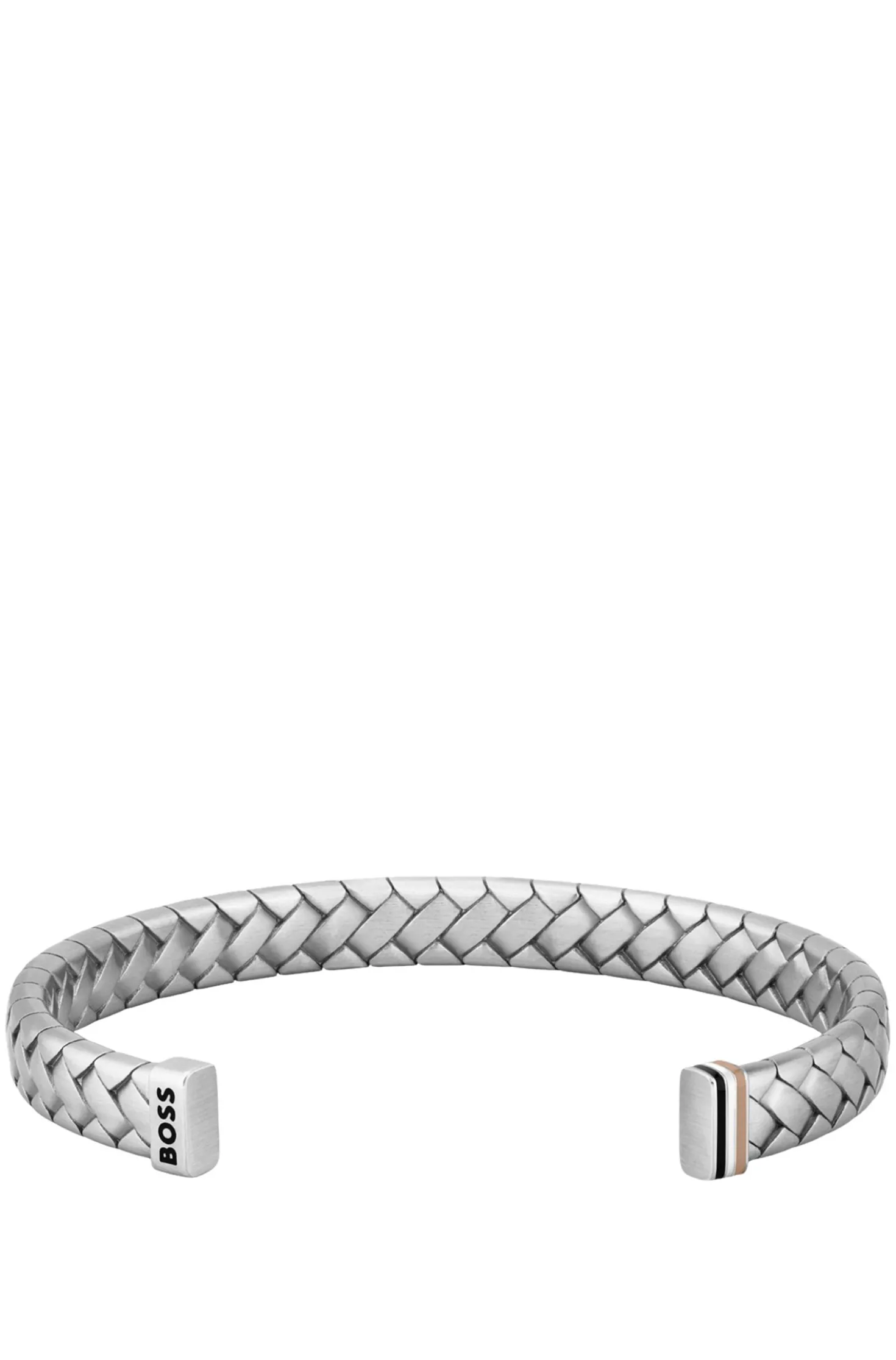 Silver-tone cuff with herringbone pattern