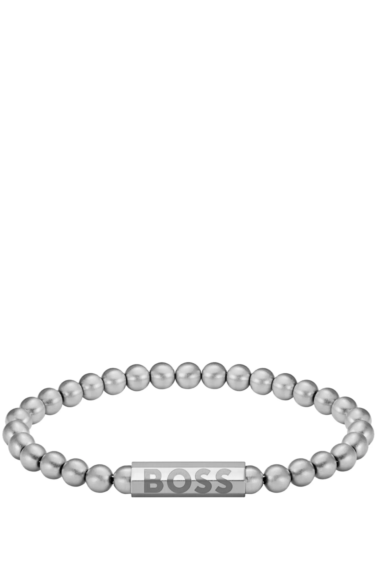 Silver-tone cuff with logo closure