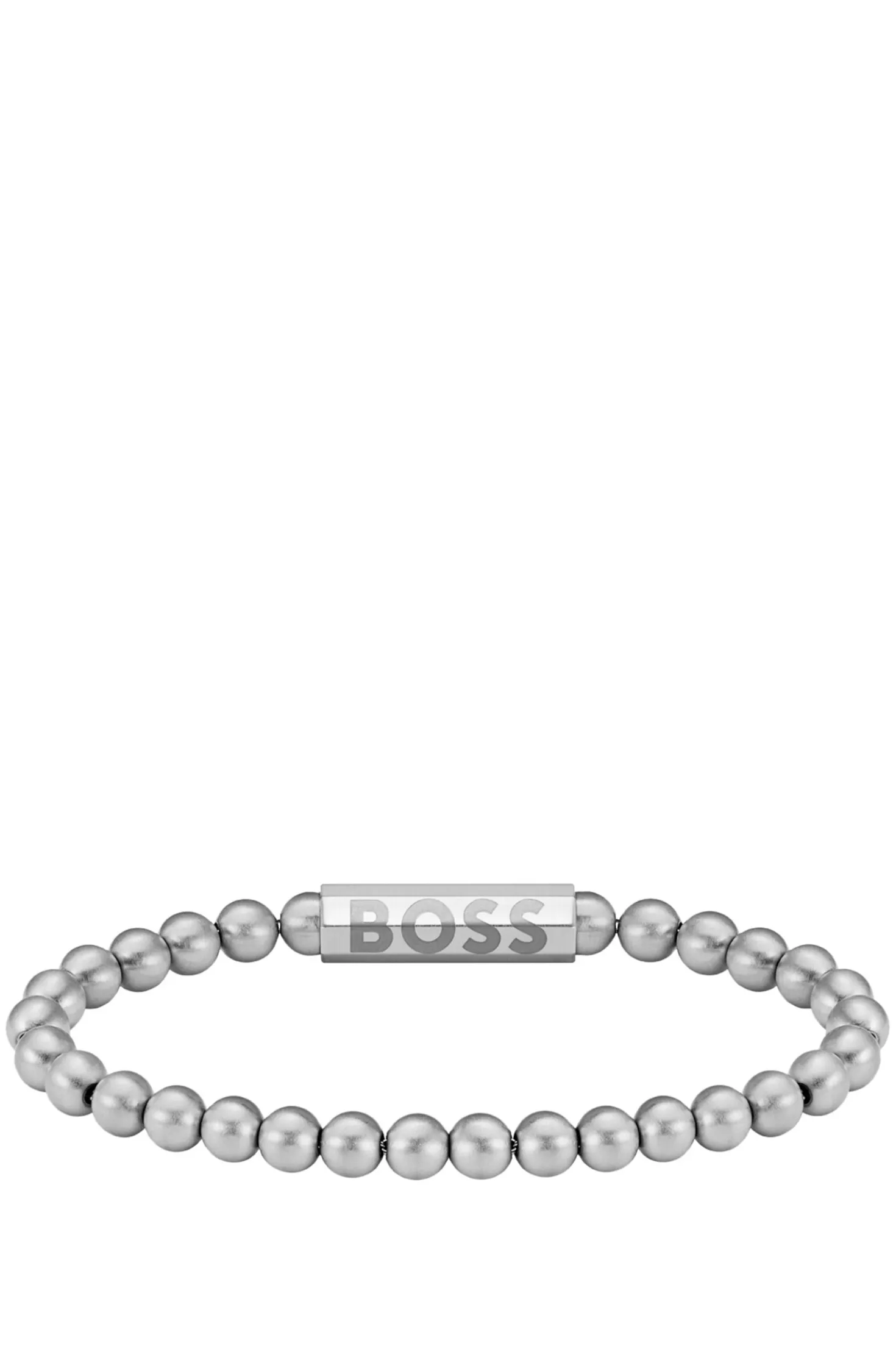 Silver-tone cuff with logo closure