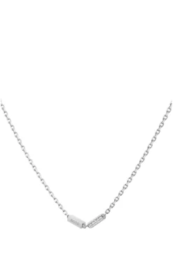 Silver-tone necklace with crystal-studded stations