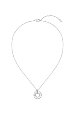 Silver-tone necklace with logo hoop
