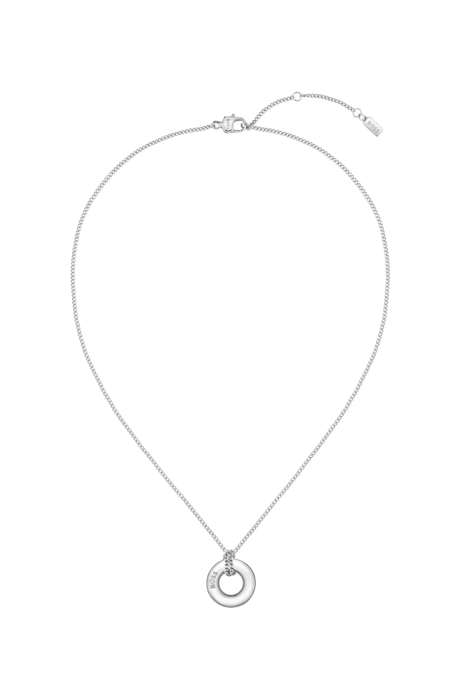 Silver-tone necklace with logo hoop