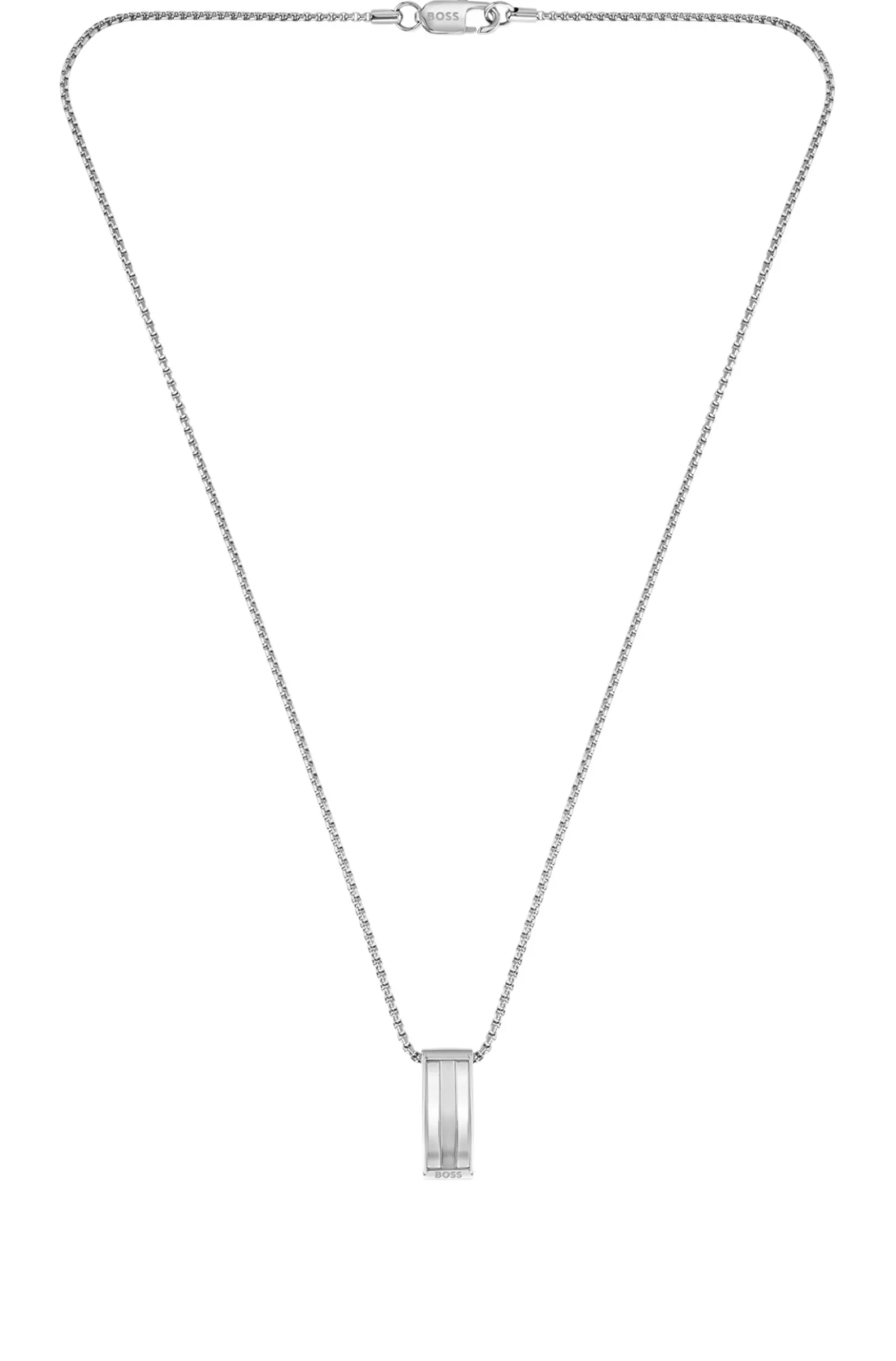 Silver-tone necklace with stripe-effect pendant