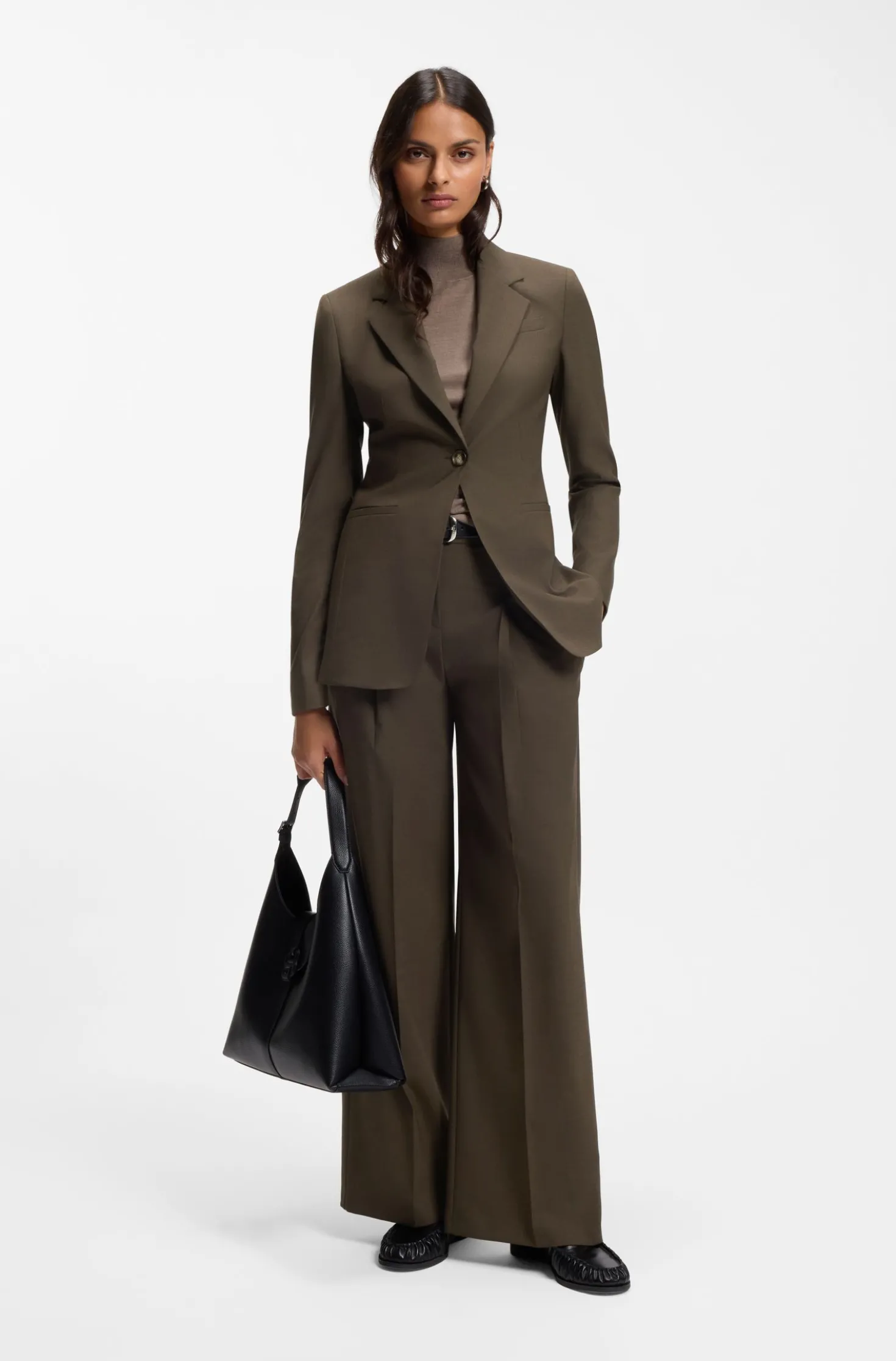 Single-breasted blazer in melange virgin wool