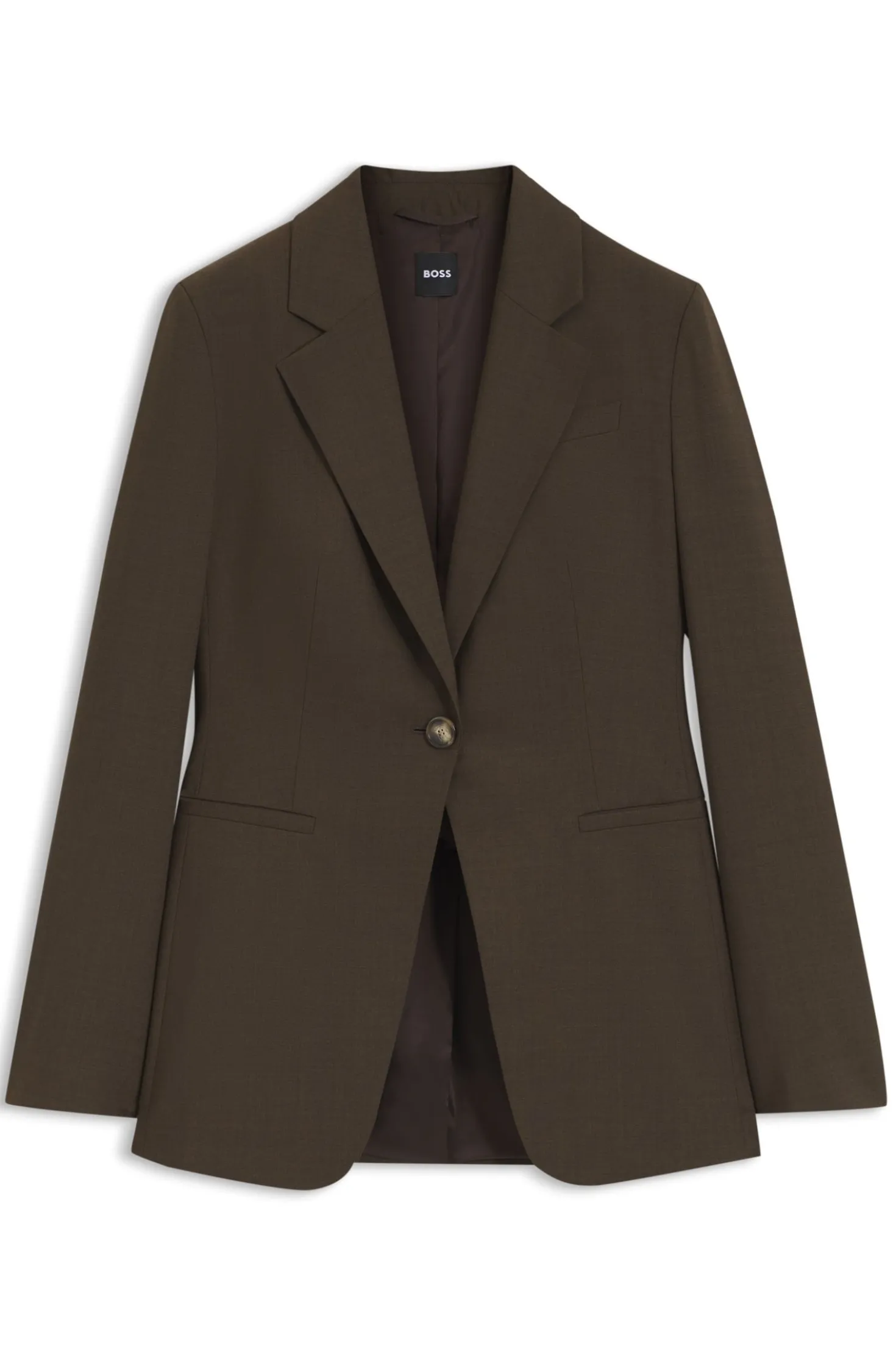 Single-breasted blazer in melange virgin wool