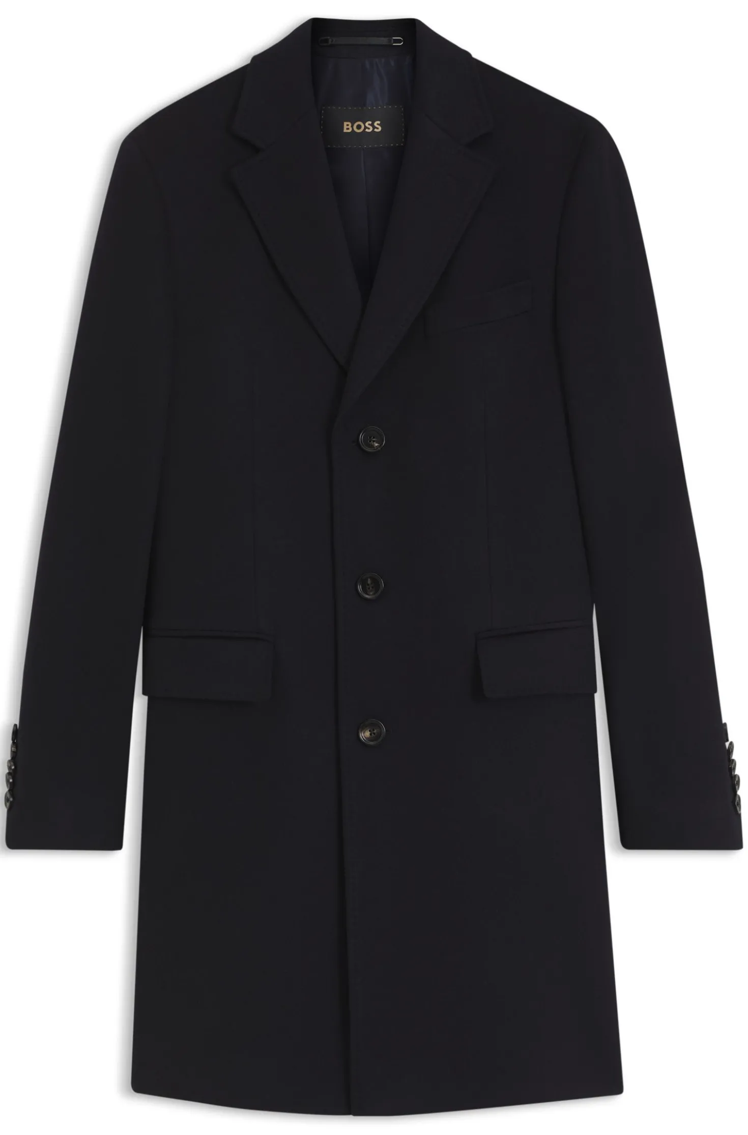 Single-breasted coat in Italian cashmere
