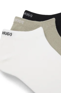 Six-pack of cotton-blend ankle socks with logos