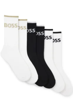 Six-pack of ribbed short socks in a cotton blend