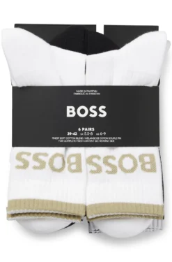 Six-pack of ribbed short socks in a cotton blend