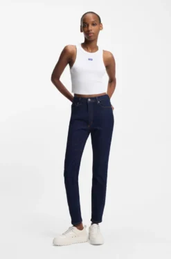 Skinny-fit jeans in dark-blue stretch denim