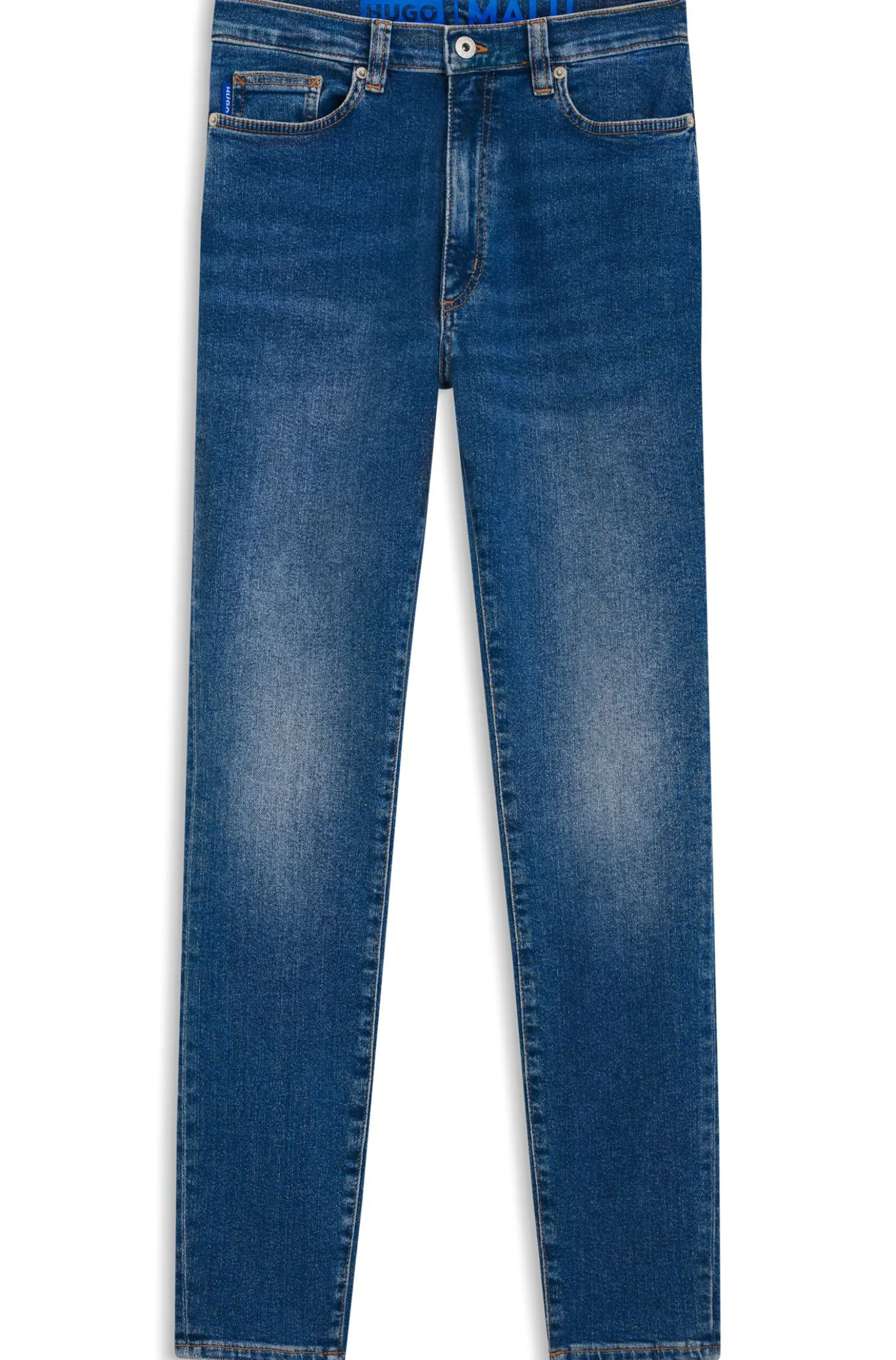 Skinny-fit jeans in medium-blue stretch denim