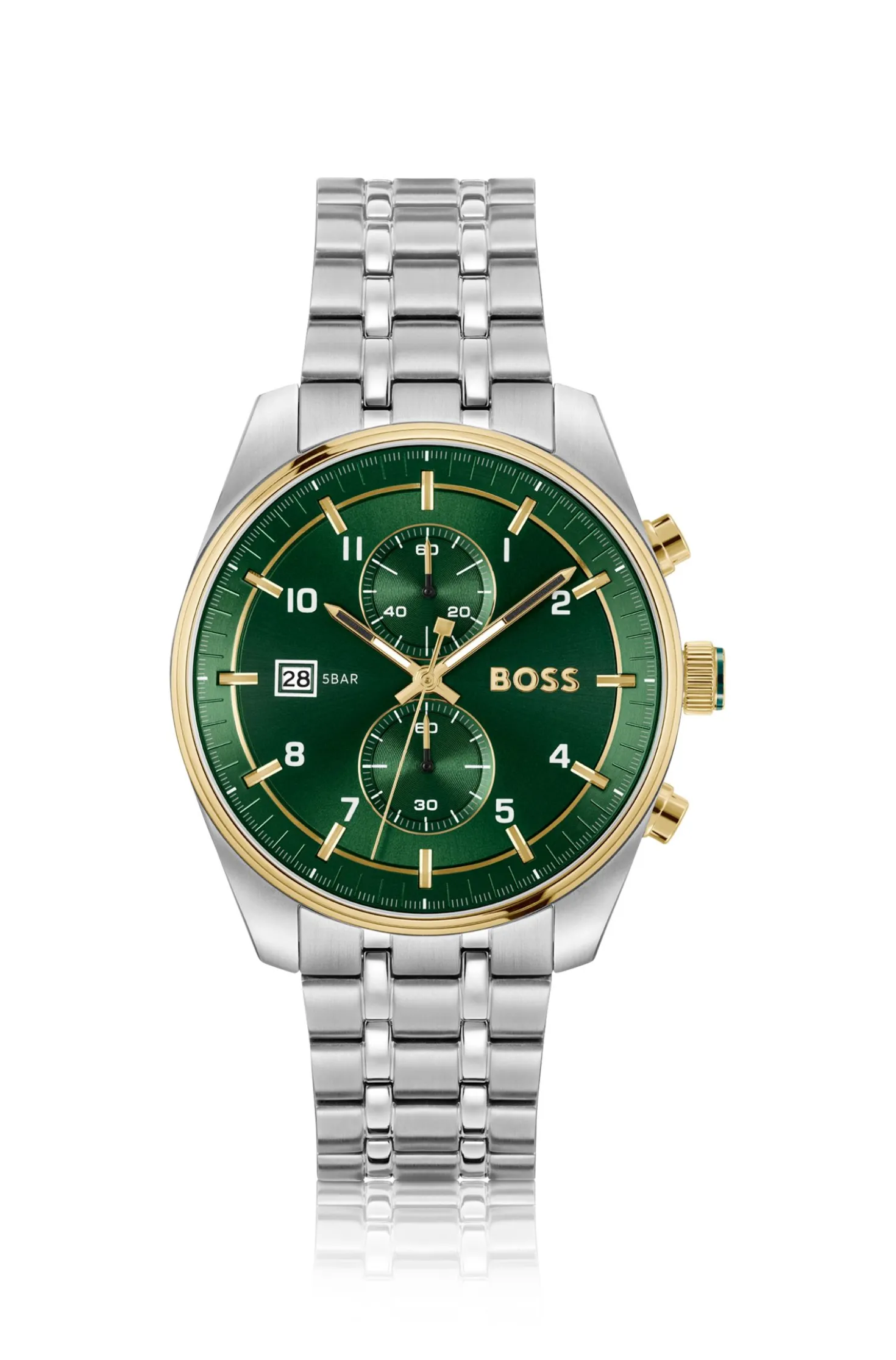 SKYTRAVELLER Two-tone chronograph watch with green dial
