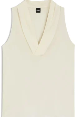 Sleeveless blouse in sandwashed silk with V neckline