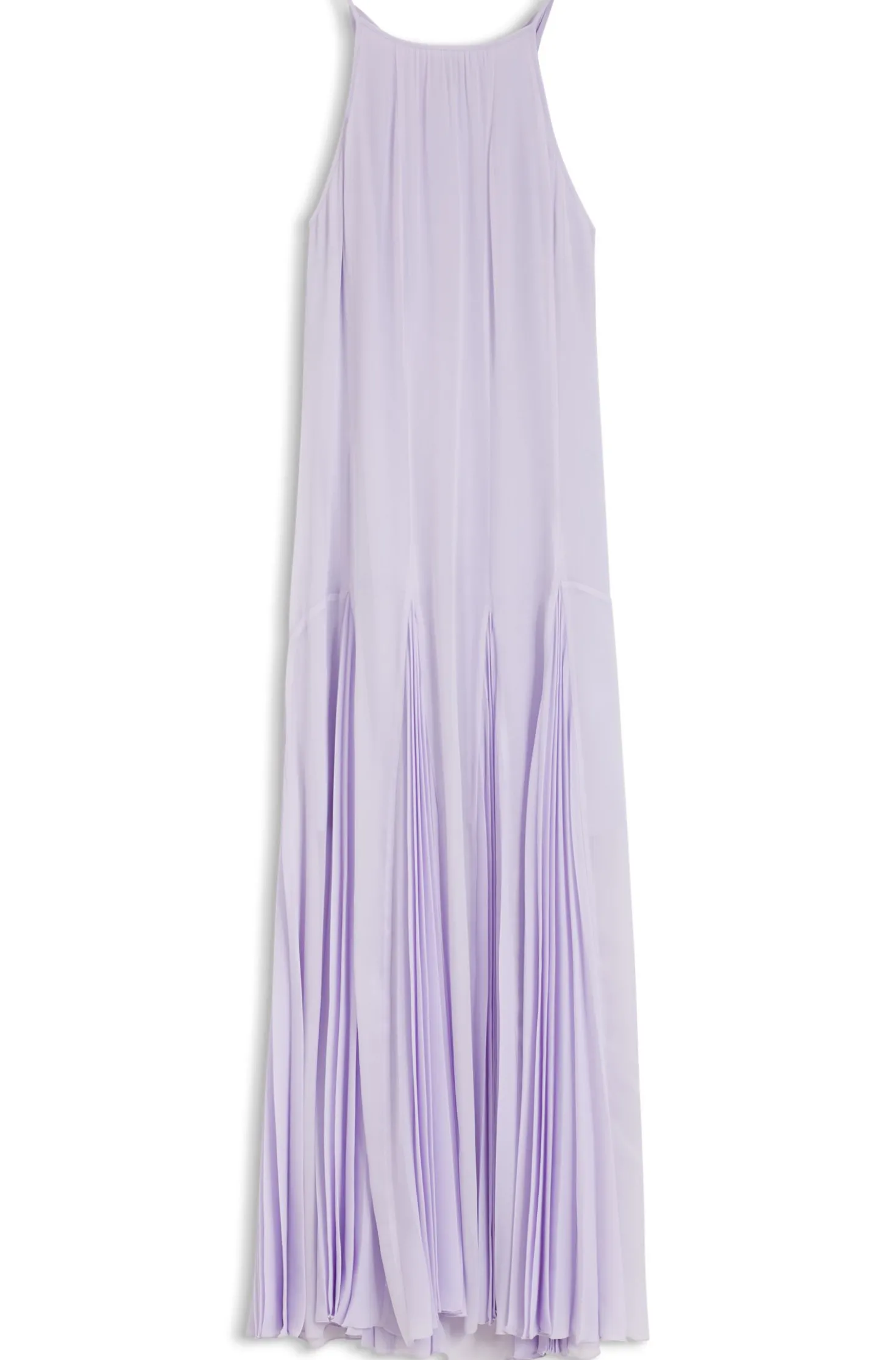 Sleeveless dress with plissé skirt inserts