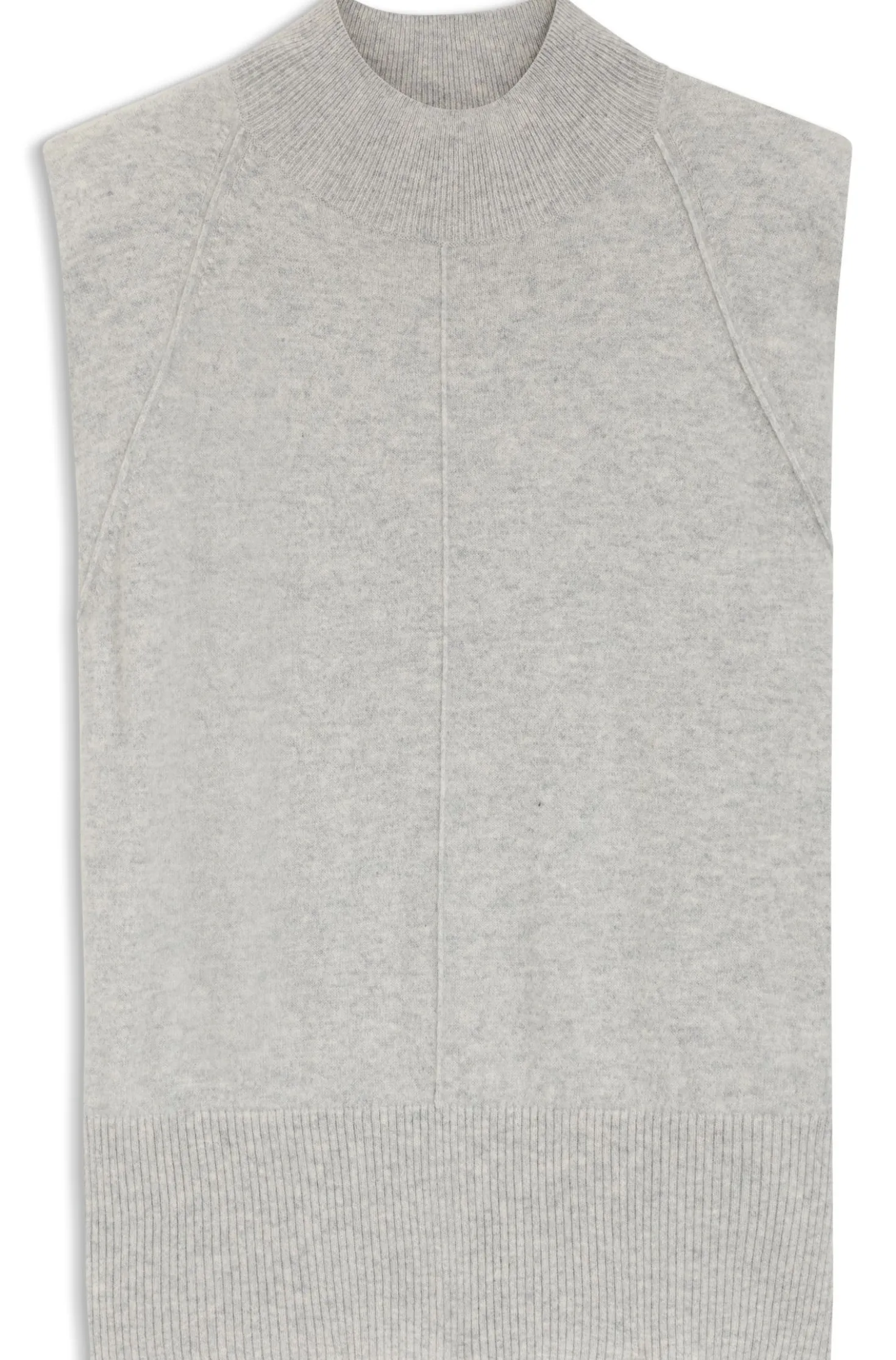 Sleeveless knitted top in cashmere with shoulder patches