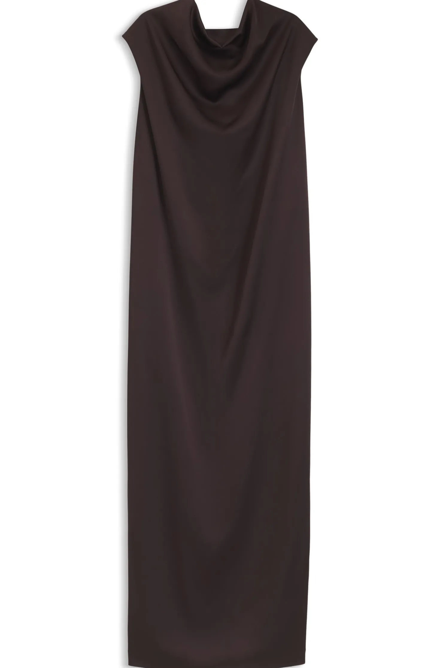 Sleeveless maxi dress in sable satin